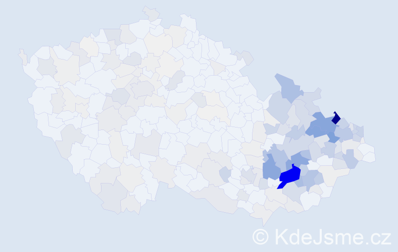 Příjmení: 'Večerková', počet výskytů 977 v celé ČR