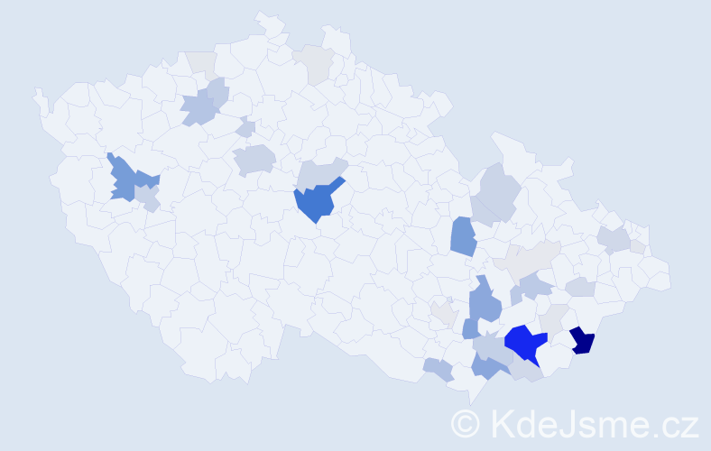 Příjmení: 'Měšťánek', počet výskytů 113 v celé ČR