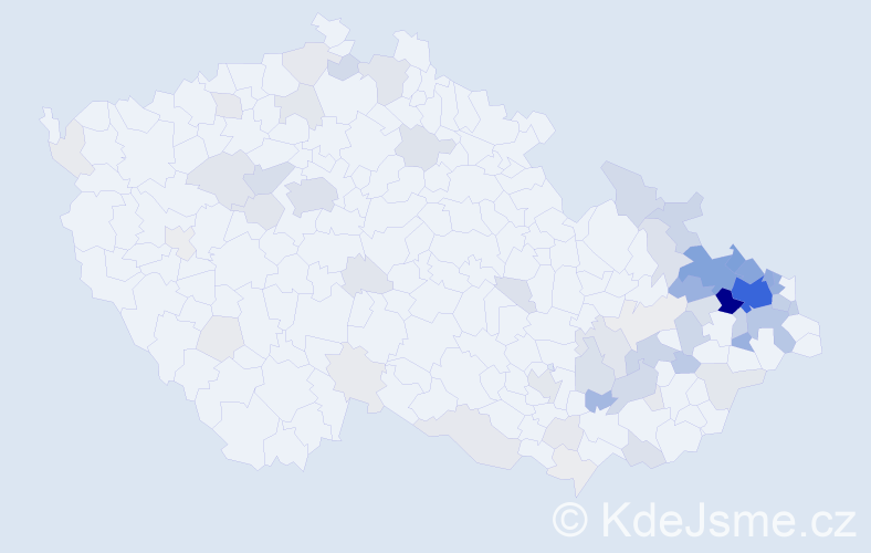 Příjmení: 'Dluhošová', počet výskytů 384 v celé ČR