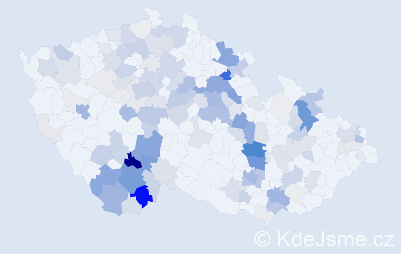 Příjmení: 'Vach', počet výskytů 557 v celé ČR