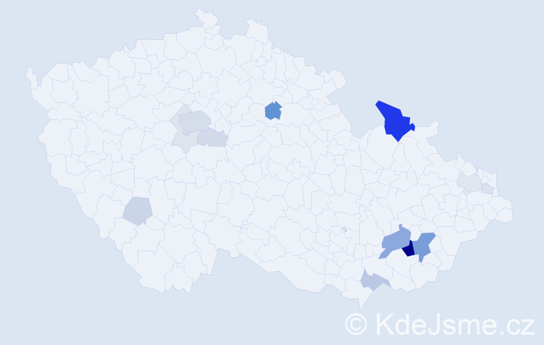Příjmení: 'Mičáková', počet výskytů 50 v celé ČR