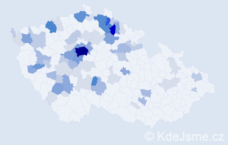 Příjmení: 'Kocour', počet výskytů 225 v celé ČR