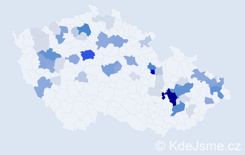 Příjmení: 'Páclová', počet výskytů 175 v celé ČR