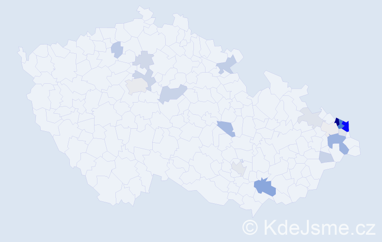 Příjmení: 'Krůl', počet výskytů 64 v celé ČR
