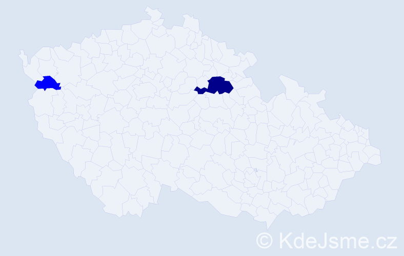 Příjmení: 'Chek', počet výskytů 3 v celé ČR