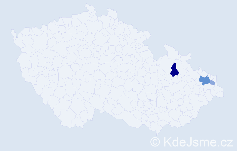 Příjmení: 'Rábarová', počet výskytů 7 v celé ČR