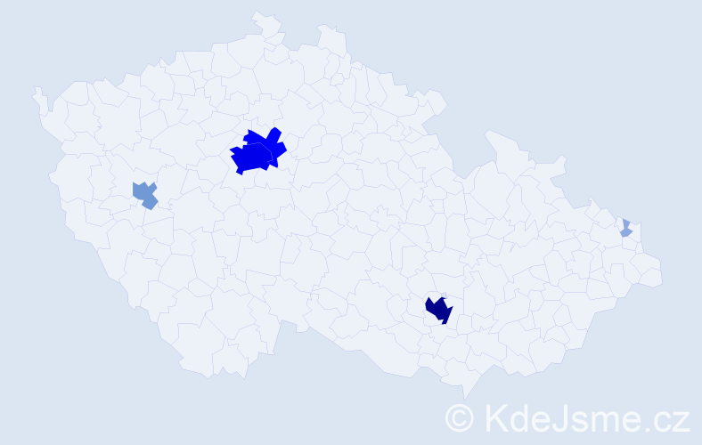 Příjmení: 'Levi', počet výskytů 18 v celé ČR