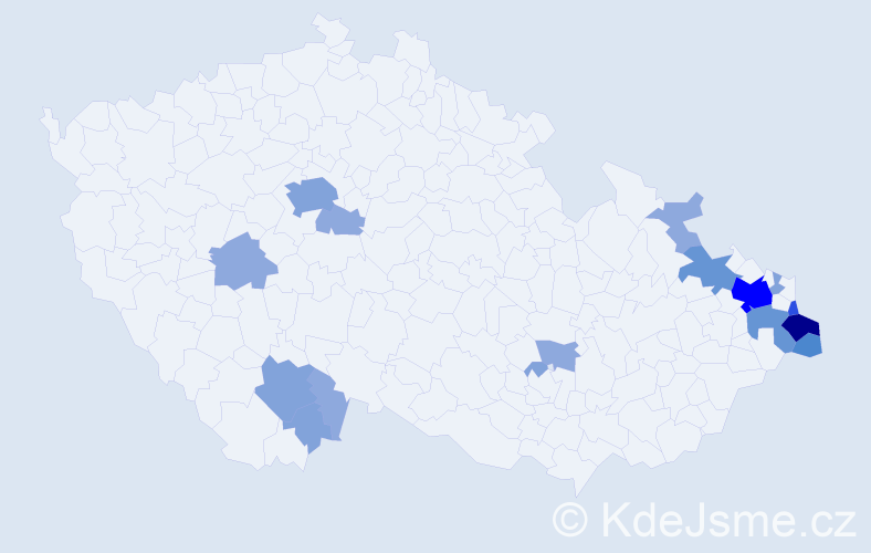 Příjmení: 'Čudek', počet výskytů 44 v celé ČR