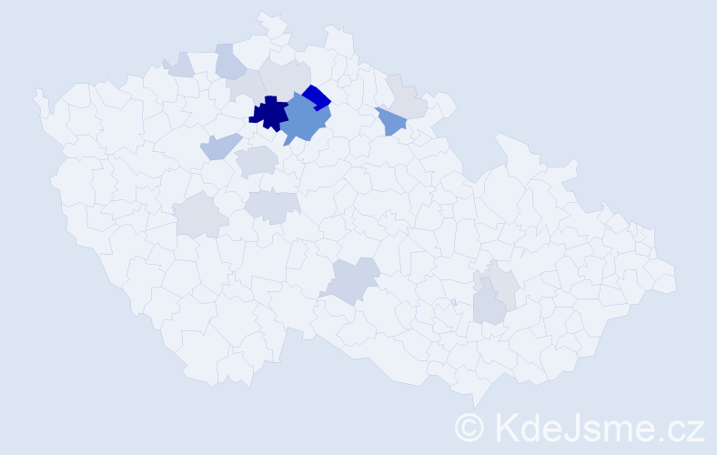 Příjmení: 'Houžvic', počet výskytů 63 v celé ČR