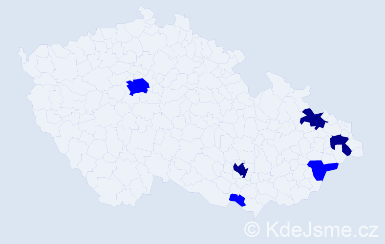 Příjmení: 'Cádrik', počet výskytů 9 v celé ČR