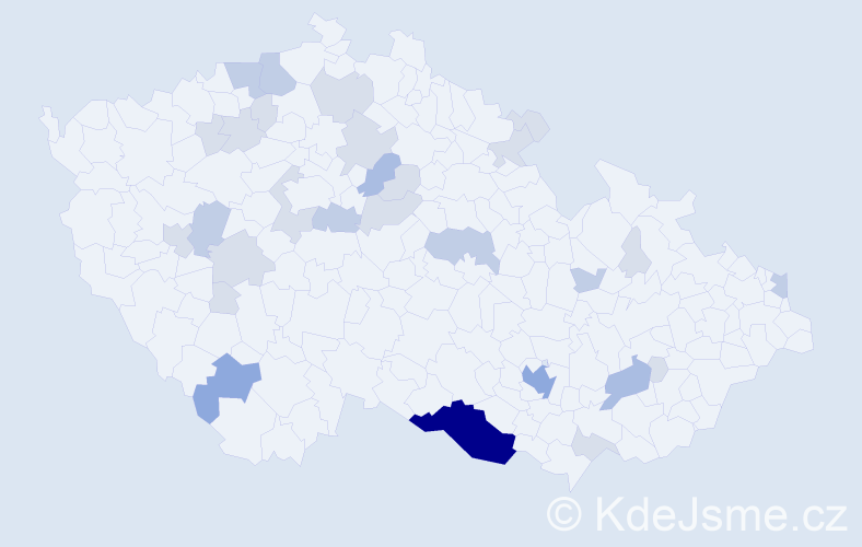 Příjmení: 'Biháryová', počet výskytů 65 v celé ČR