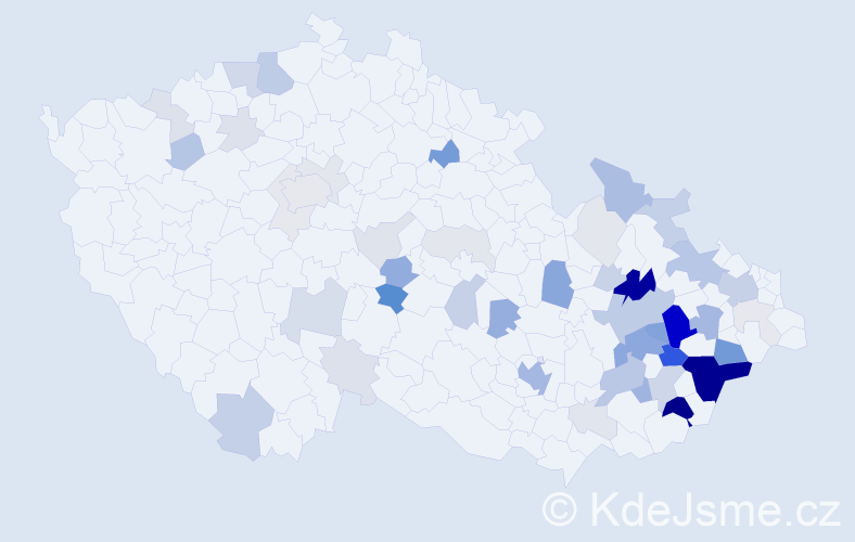 Příjmení: 'Černocký', počet výskytů 198 v celé ČR