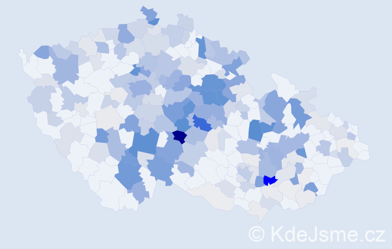 Příjmení: 'Hanousek', počet výskytů 866 v celé ČR