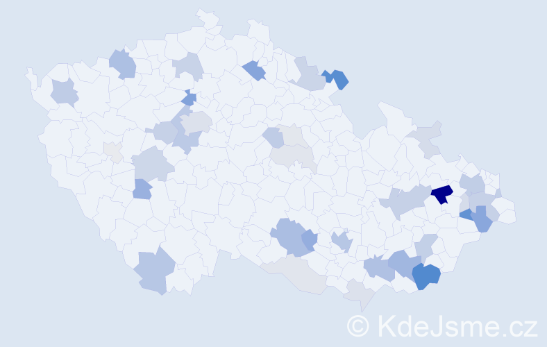 Příjmení: 'Korček', počet výskytů 116 v celé ČR