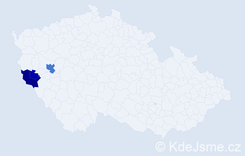 Příjmení: 'Bejm', počet výskytů 9 v celé ČR
