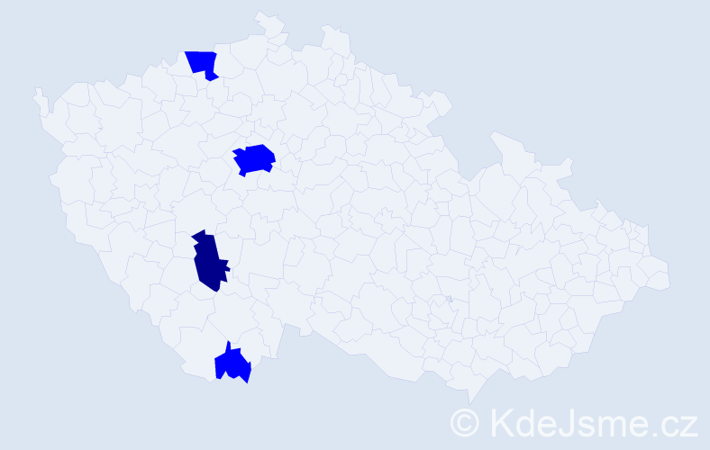 Příjmení: 'Tanáčová', počet výskytů 5 v celé ČR