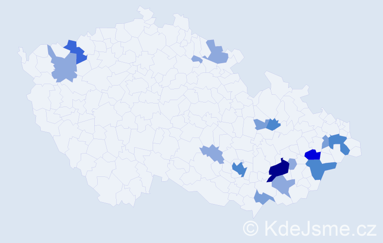 Příjmení: 'Bazalka', počet výskytů 41 v celé ČR