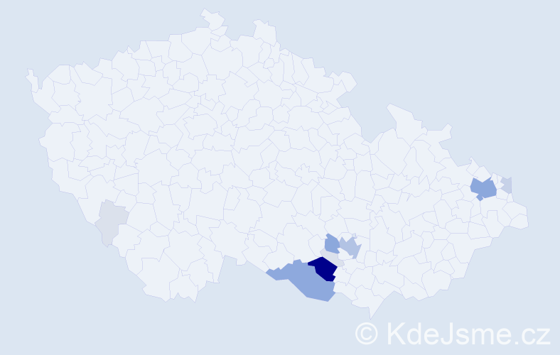Příjmení: 'Leikep', počet výskytů 45 v celé ČR