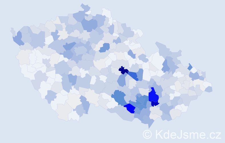 Příjmení: 'Hladký', počet výskytů 1351 v celé ČR