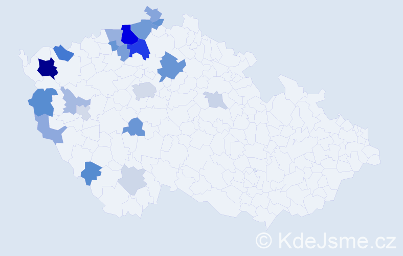 Příjmení: 'Proftová', počet výskytů 53 v celé ČR