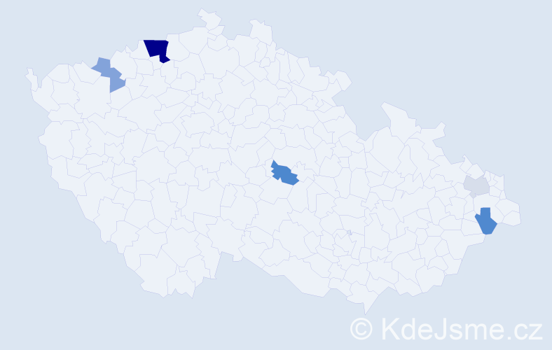 Příjmení: 'Tilzová', počet výskytů 12 v celé ČR
