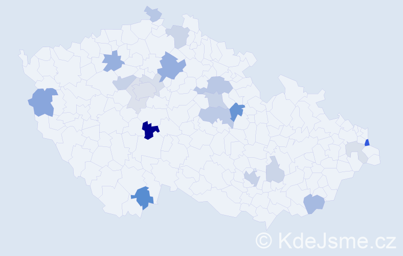 Příjmení: 'Rusiňák', počet výskytů 50 v celé ČR