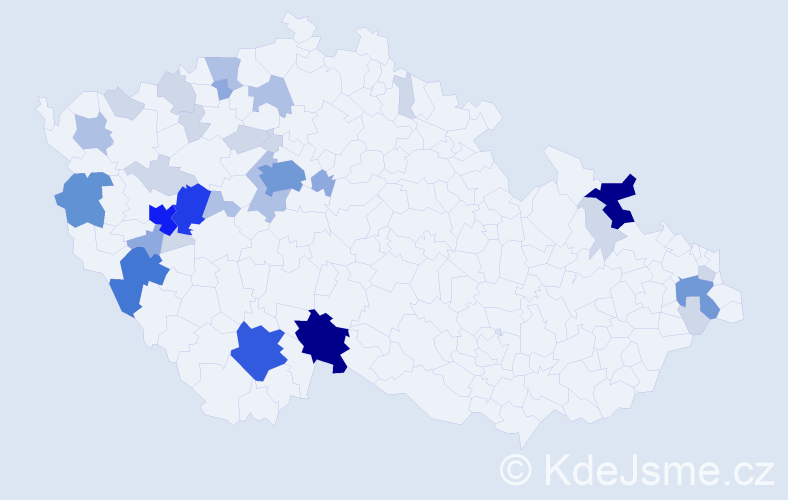 Příjmení: 'Tejčková', počet výskytů 114 v celé ČR