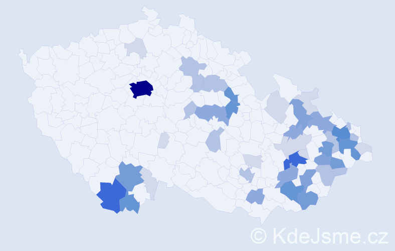 Příjmení: 'Smutek', počet výskytů 149 v celé ČR