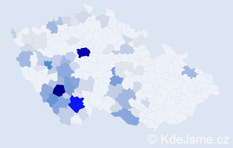 Příjmení: 'Bártík', počet výskytů 270 v celé ČR