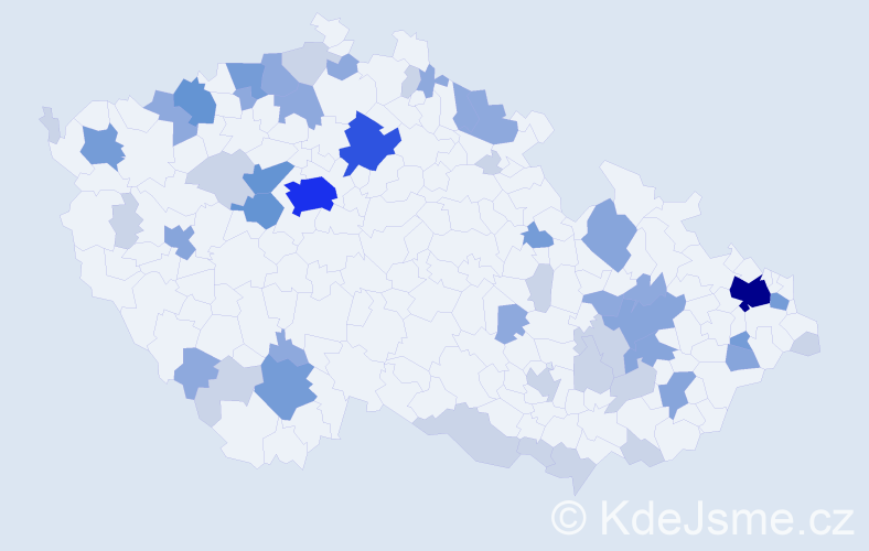 Příjmení: 'Deáková', počet výskytů 130 v celé ČR