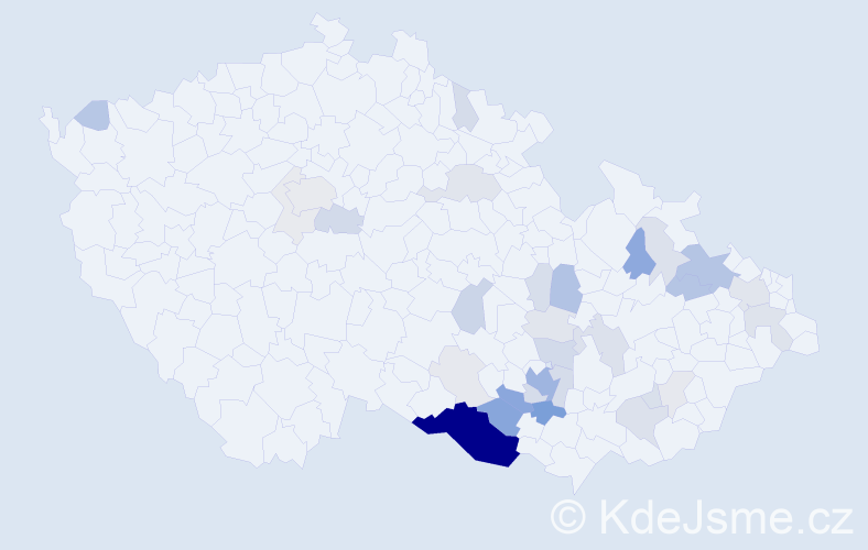 Příjmení: 'Vyklický', počet výskytů 126 v celé ČR