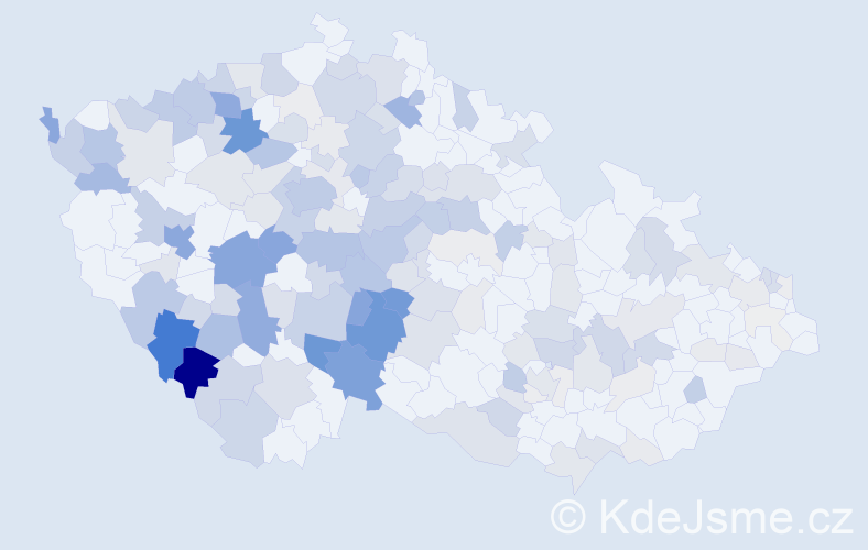 Příjmení: 'Kůrka', počet výskytů 636 v celé ČR