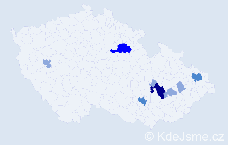 Příjmení: 'Čépe', počet výskytů 22 v celé ČR