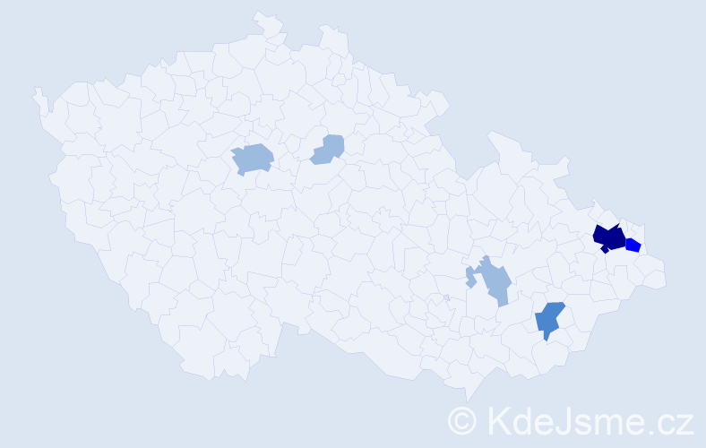Příjmení: 'Daničová', počet výskytů 12 v celé ČR