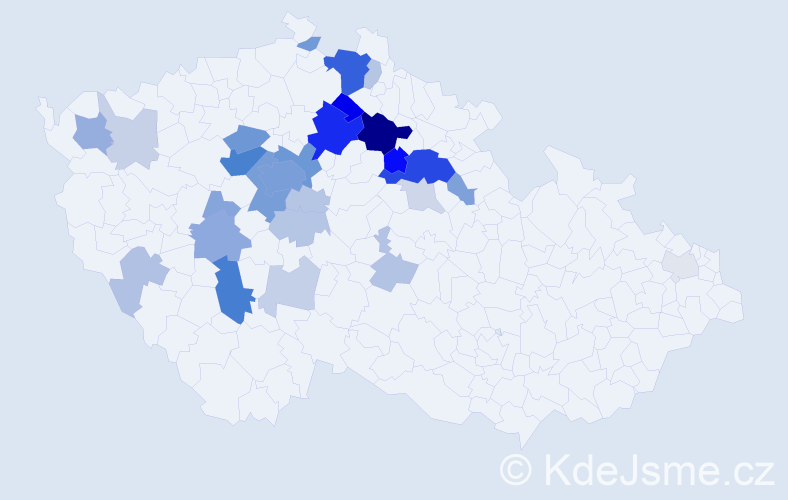 Příjmení: 'Kverková', počet výskytů 105 v celé ČR