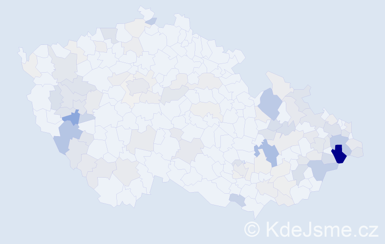 Příjmení: 'Kaňáková', počet výskytů 398 v celé ČR