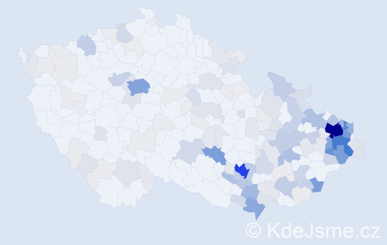 Příjmení: 'Káňa', počet výskytů 704 v celé ČR
