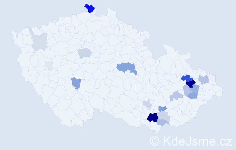 Příjmení: 'Frídl', počet výskytů 60 v celé ČR