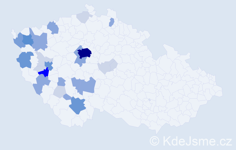 Příjmení: 'Frouz', počet výskytů 76 v celé ČR