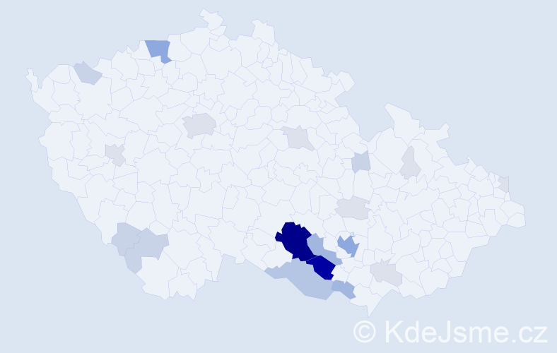 Příjmení: 'Tručka', počet výskytů 89 v celé ČR