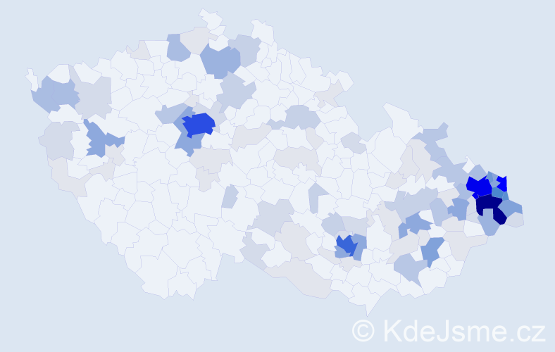 Příjmení: 'Kula', počet výskytů 364 v celé ČR