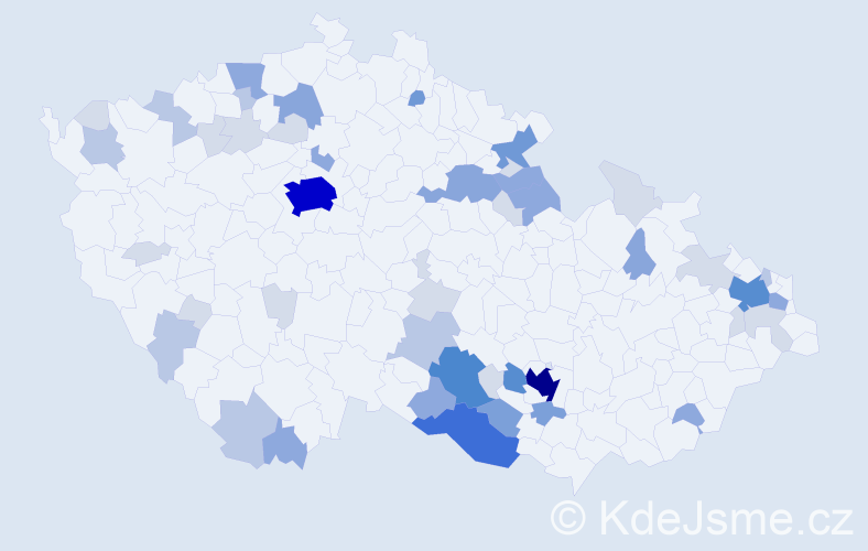 Příjmení: 'Kudera', počet výskytů 156 v celé ČR