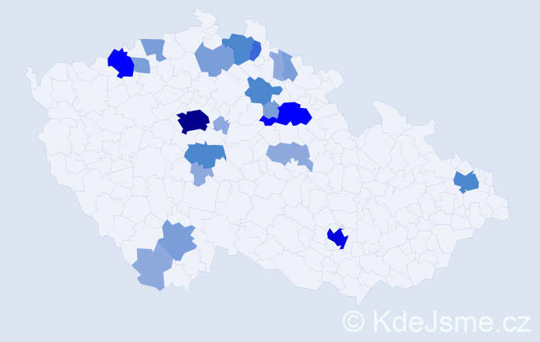 Příjmení: 'Klepl', počet výskytů 56 v celé ČR