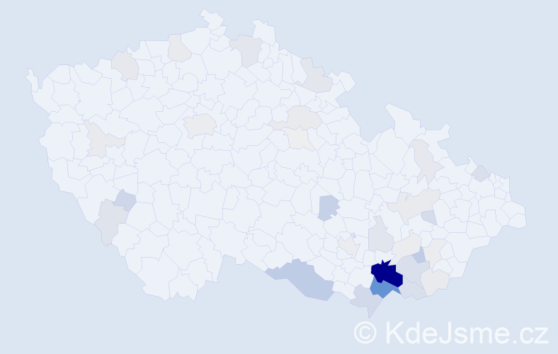 Příjmení: 'Bábíková', počet výskytů 152 v celé ČR