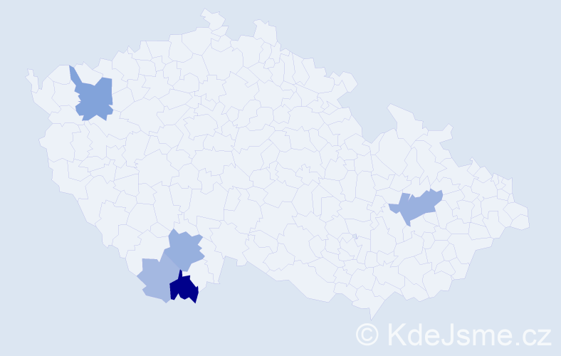 Příjmení: 'Geber', počet výskytů 13 v celé ČR