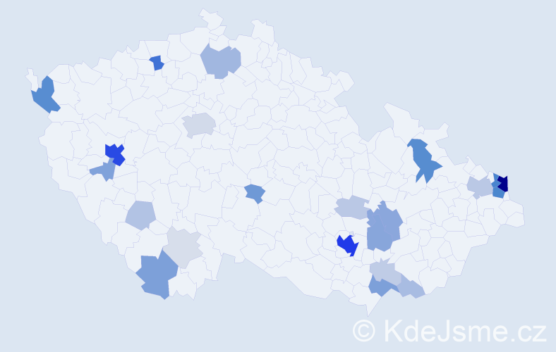 Příjmení: 'Parči', počet výskytů 103 v celé ČR