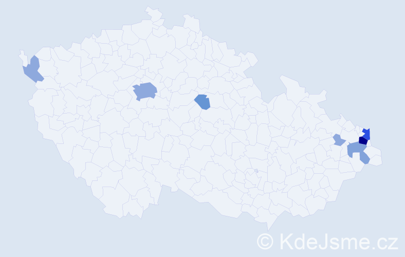Příjmení: 'Lacioková', počet výskytů 21 v celé ČR