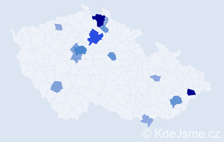 Příjmení: 'Knéblová', počet výskytů 45 v celé ČR