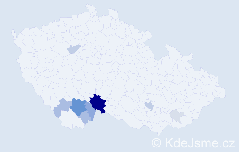 Příjmení: 'Kocar', počet výskytů 44 v celé ČR