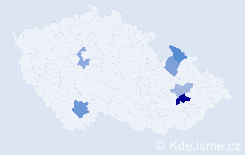 Příjmení: 'Řihovský', počet výskytů 10 v celé ČR